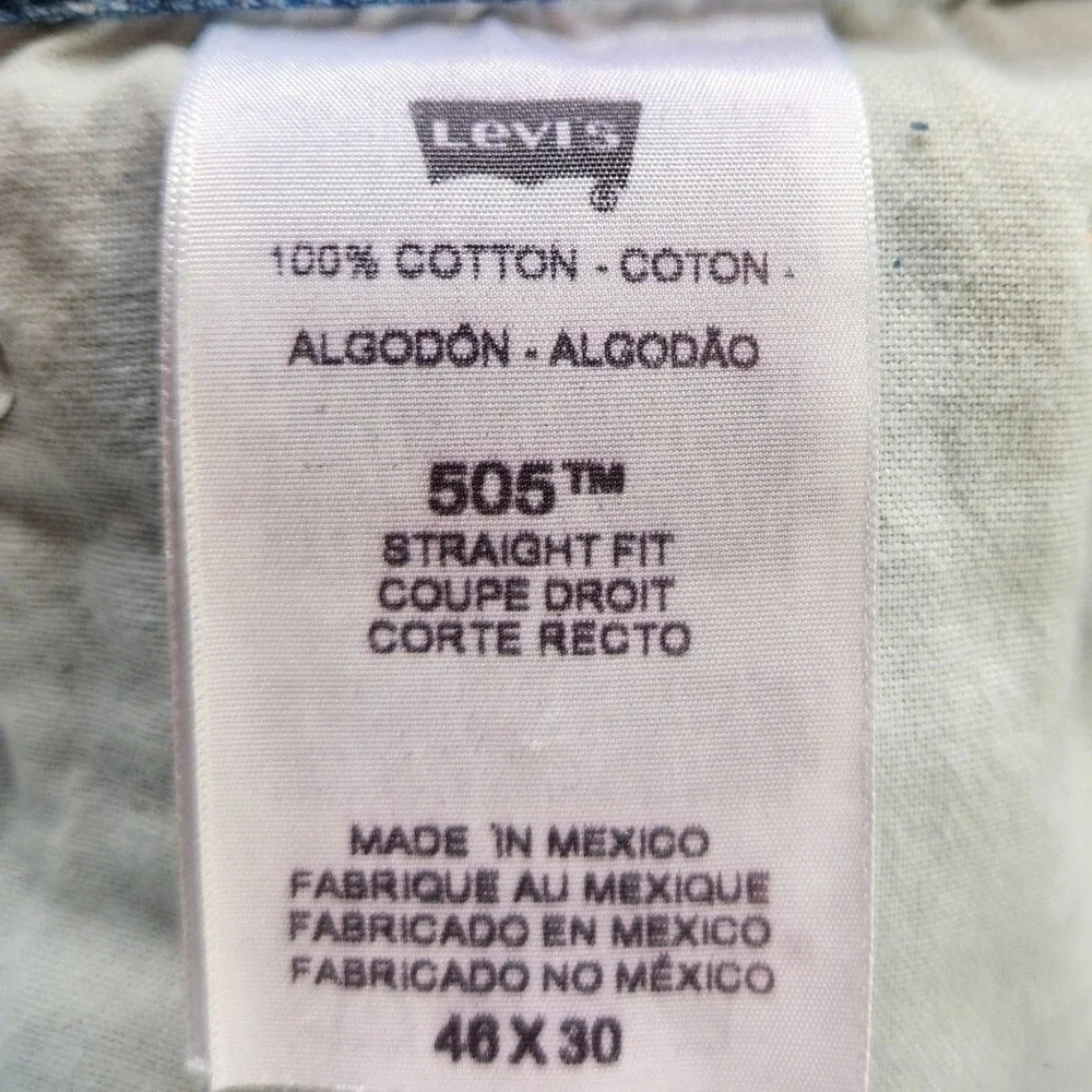 Levis 505 Jeans Men's 46X30‎ (fits 43x30) Blue 100% Straight Fit Medium Wash